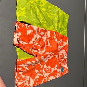 Nike Orange and Green Athletic Shorts
